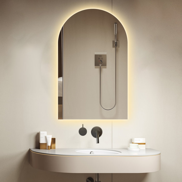Ivy Bronx Chrystal Frameless Lighted Bathroom Mirror & Reviews Wayfair